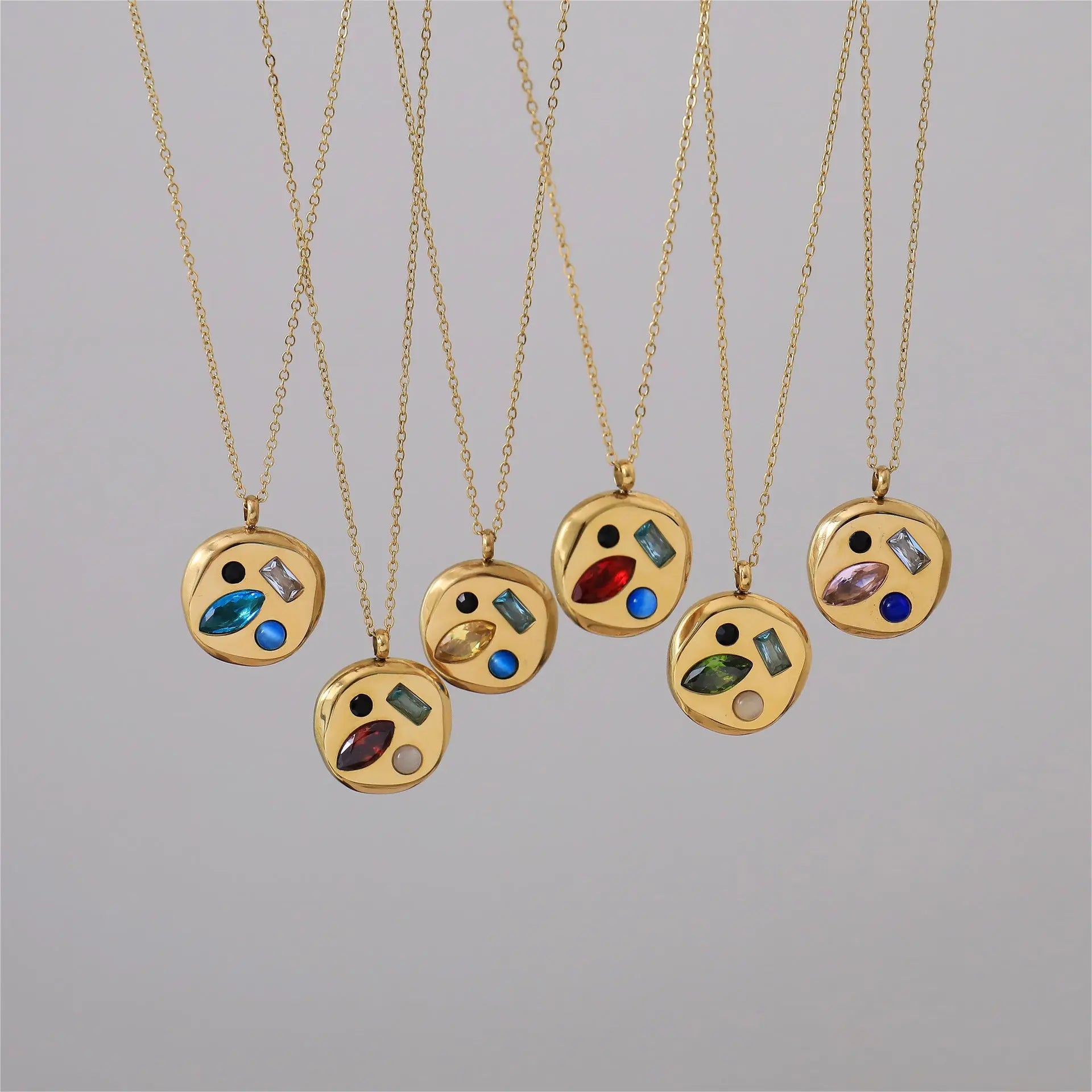 Birthstone Mom Necklace – Colorful Zircon Pendant Titanium Steel Gift for Mother CJ