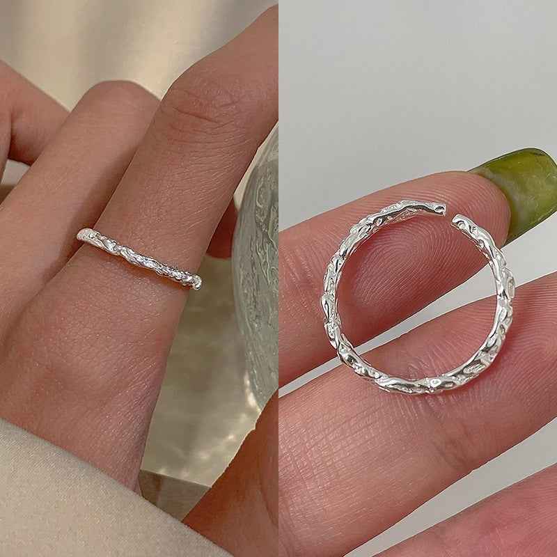 S925 Sterling Silver Open Ring ? Minimalist Geometric Adjustable Ring for Women