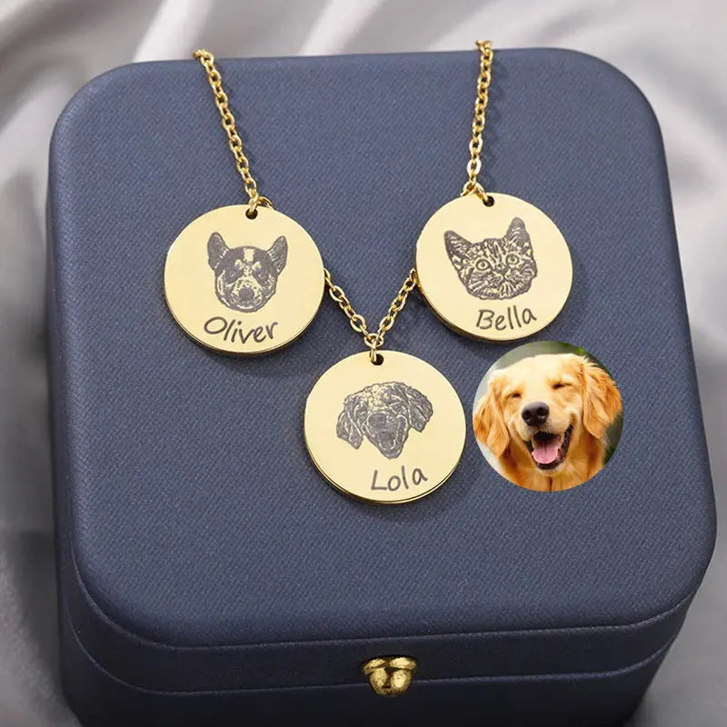 Personalized Dog Necklace – Custom Engraved Pet Pendant Stainless Steel Gift CJ