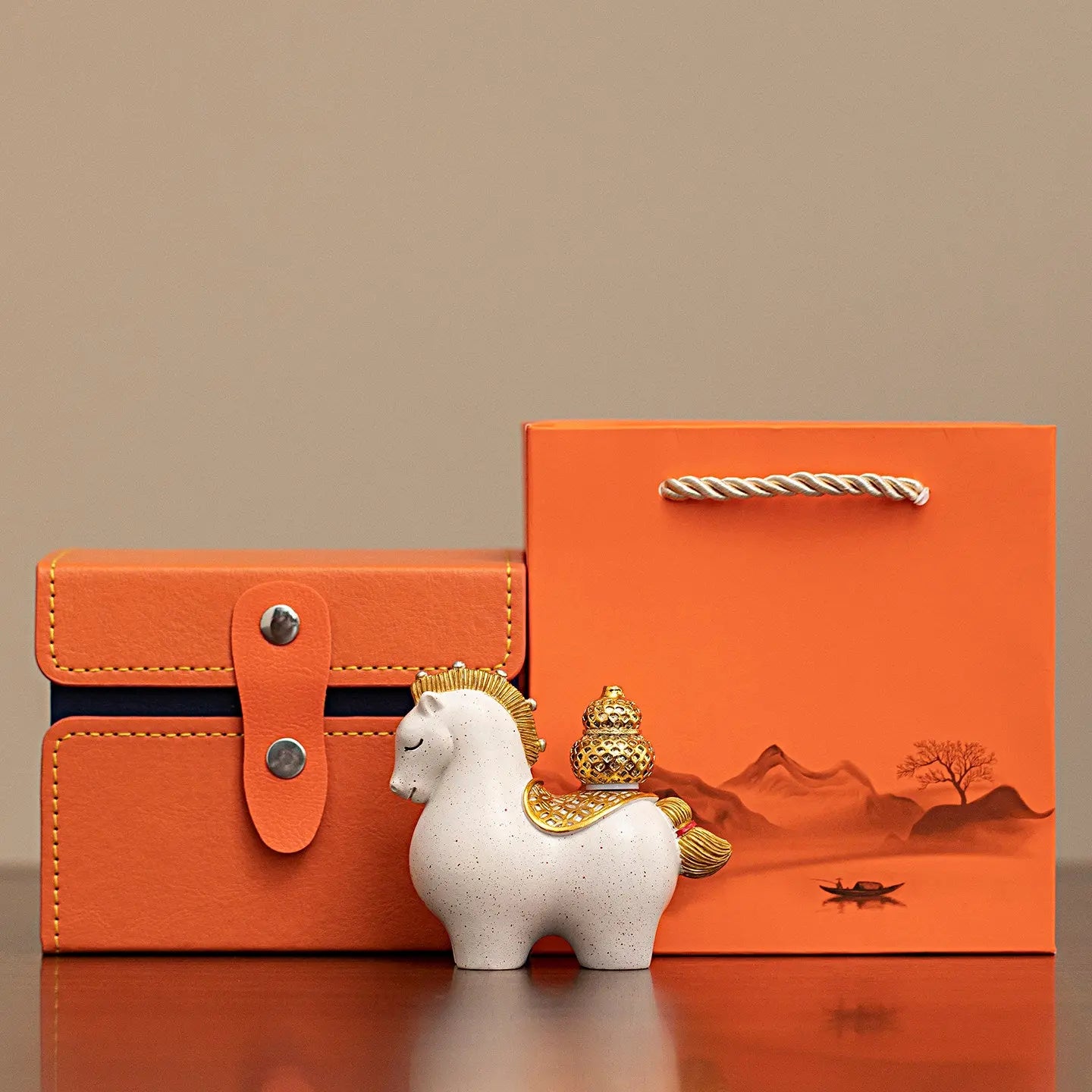 Custom Horse Figurine Gift Set Prosperity Feng Shui Horse Statue with Gift Box | Corporate & Business Gifts TED