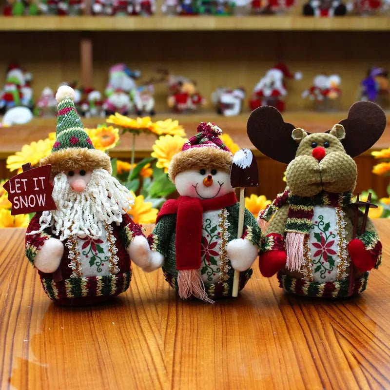 Christmas Snowman Plush Ornament – Flannel Holiday Decoration | Cute Hanging Santa & Snowman Decor CJ