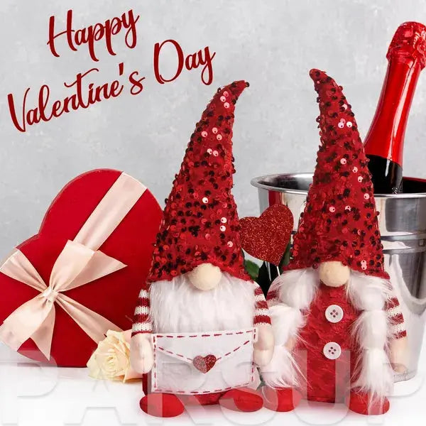 Valentine’s Day Gnome Gift Set – 2PCS Plush Swedish Elf with Heart Balloon Décor CJ