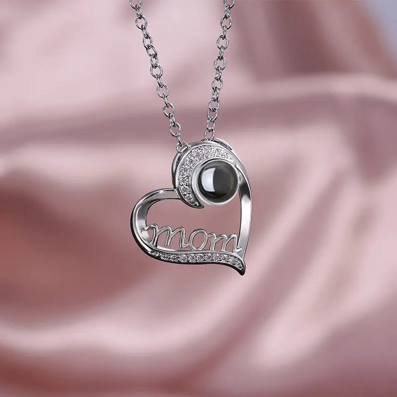 Personalized Heart Projection Necklace Custom Photo Jewelry Mothers Day Gift TED
