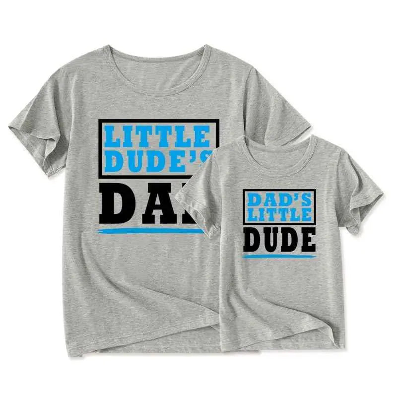 Father And Son Summer Short-Sleeved T-Shirt Cartoon Letter Printing DAD Dad And Son