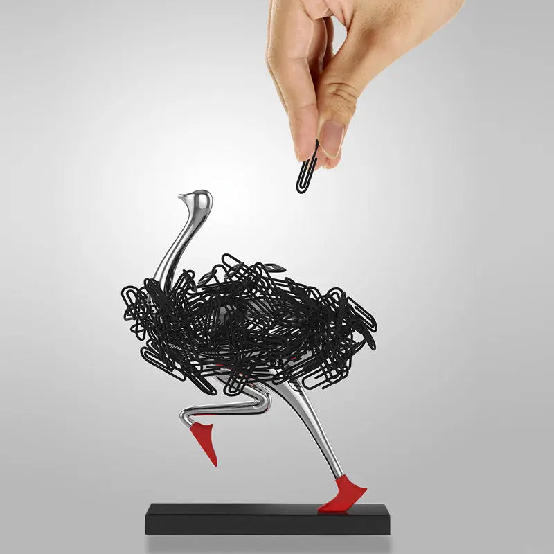 Modern Ostrich Sculpture – Creative Metal Desk Decor Office Gift CJ