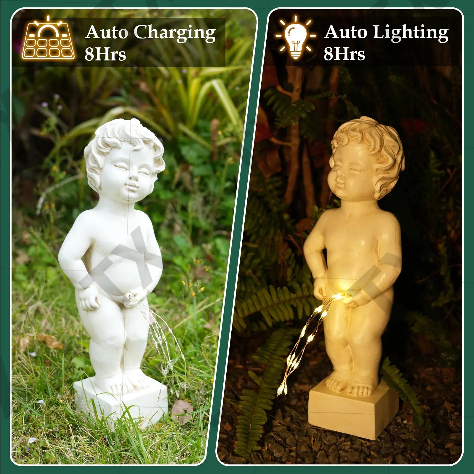 Angel LED String Light Statue - European Style Resin Garden Ornament | Decorative Courtyard & Desktop Atmosphere Light TED