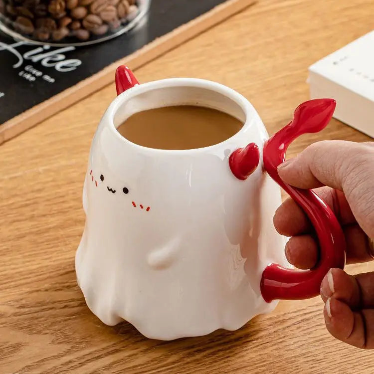 Personalized Ceramic Mug with Lid & Spoon Custom Holiday Gift Cup TED