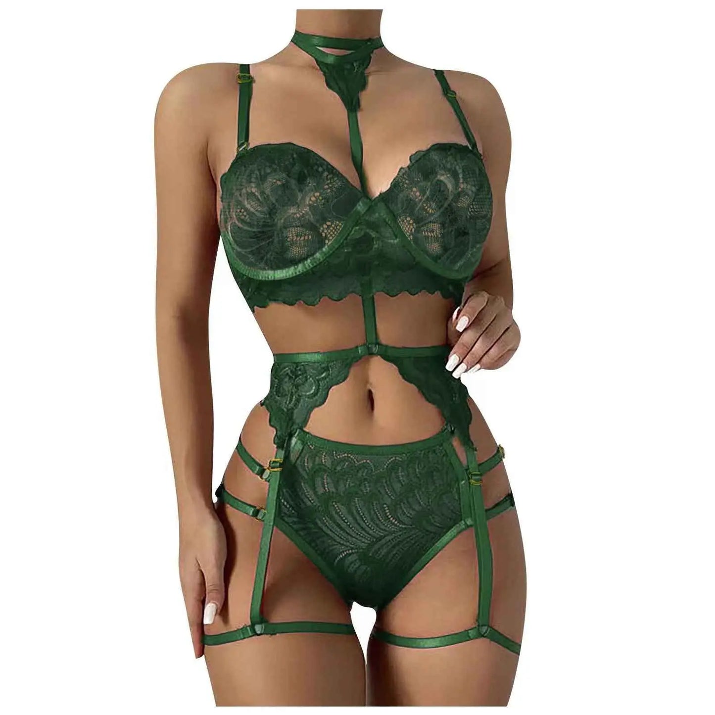 Lace Lingerie Set for Women Sheer Three-Piece Intimate Wear, Comfortable Fit
