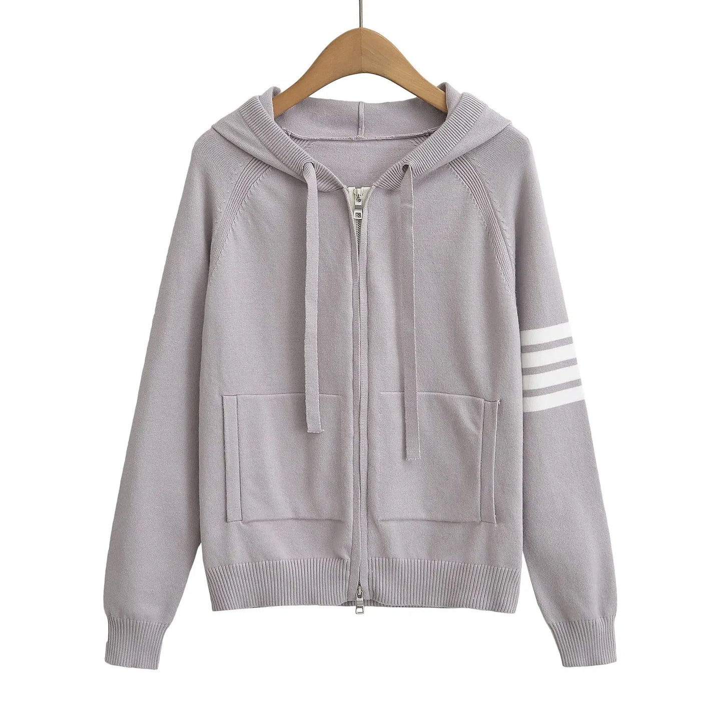 Women’s Hooded Zip Sweater – Color Block Long Sleeve Hoodie EPR