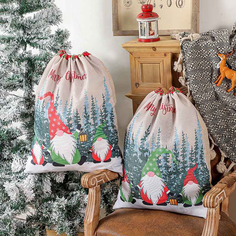 Santa Claus Christmas Gift Bag – Drawstring Holiday Sack for Kids & Gifts