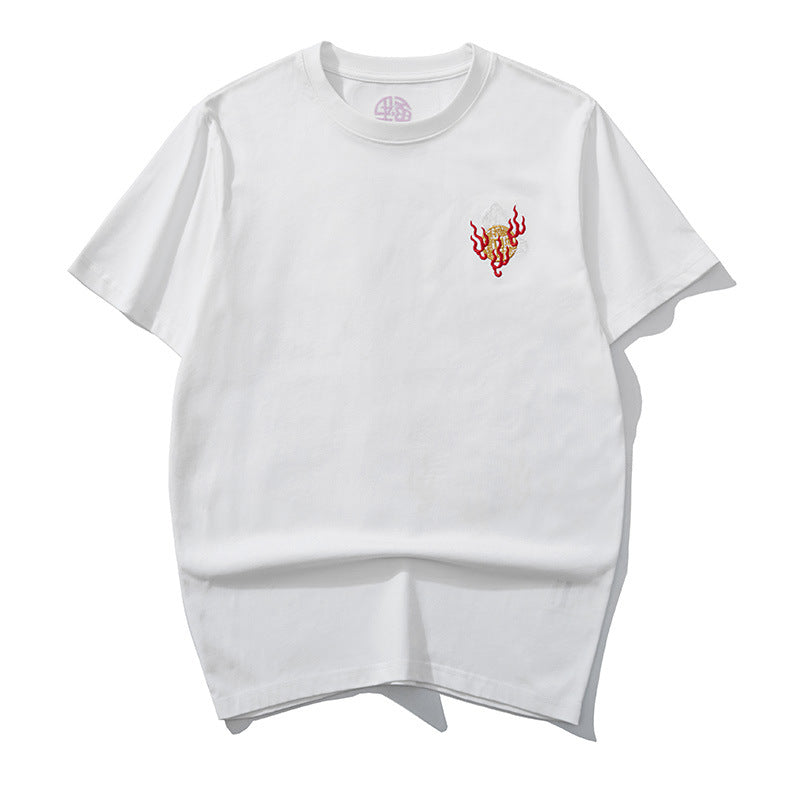Men’s Black Dragon Embroidered Cotton T-Shirt – Breathable Streetwear Tee | Free Shipping