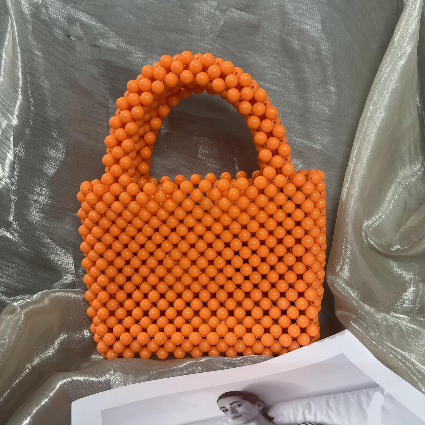Fashion Beaded Handbag for Women | Acrylic Solid Color Mini Purse