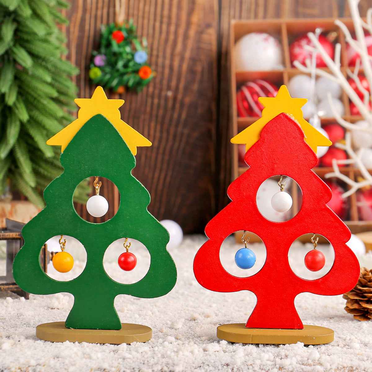 Wooden Christmas Tree Ornament for Children DIY Intelligence Toys
