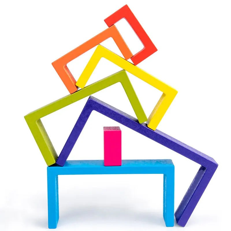 Montessori Rainbow Wooden Building Blocks | Creative Educational Stacking Toys - EverCharm Gifts