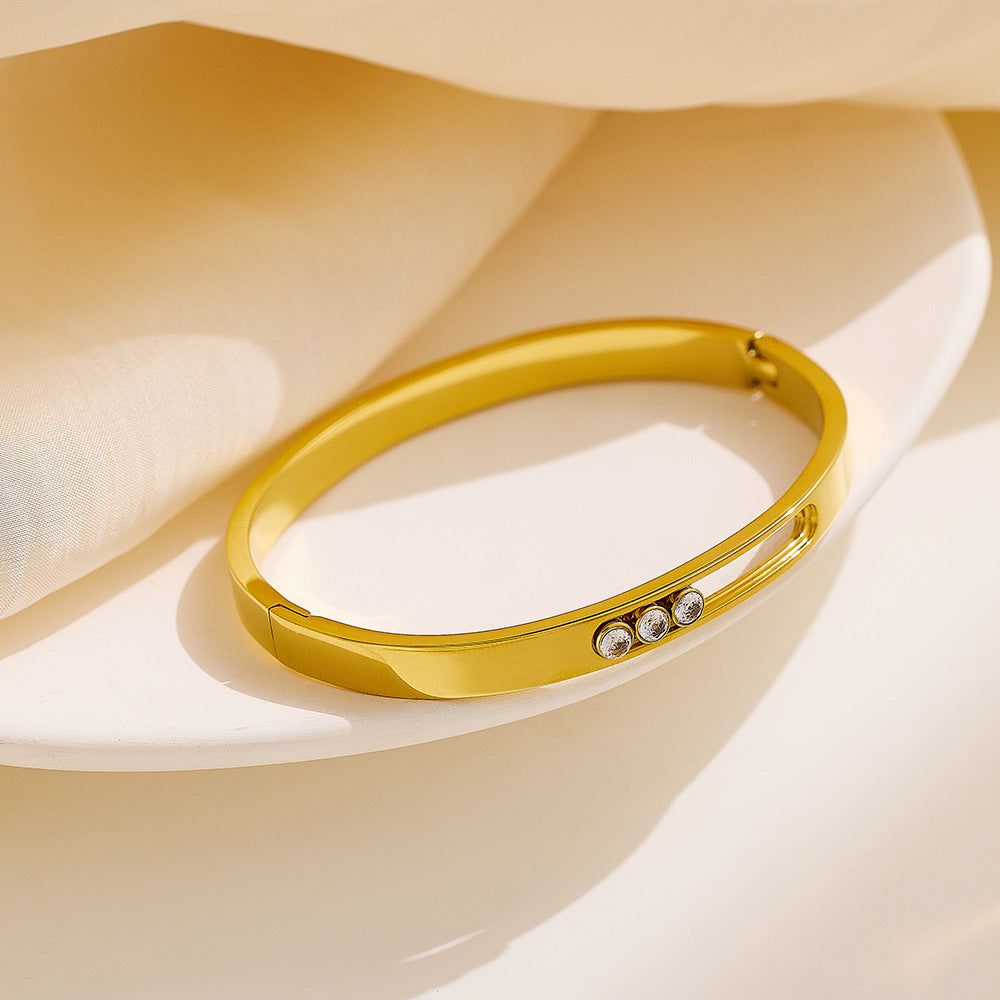 Women’s Titanium Steel Buckle Bracelet – INS Style Gold Stainless Steel Bangle | Free Shipping