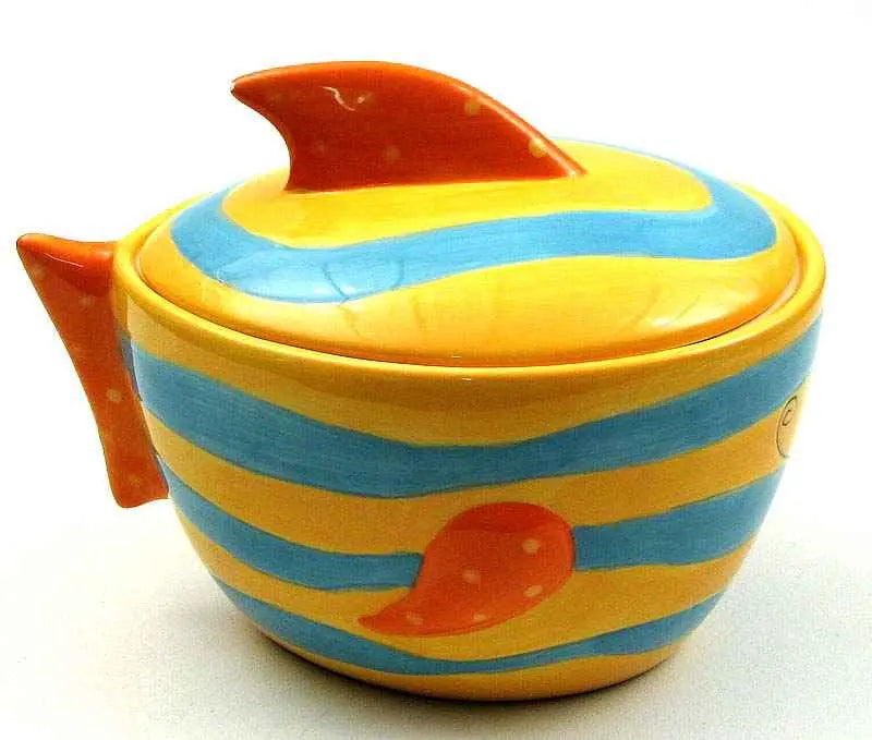 Ceramic Fish Goody Jar – Coastal Kitchen Storage Jar for Snacks, Treats & Decor
