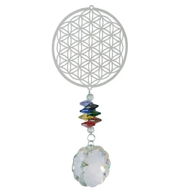 Crystal Flower of Life Suncatcher – Rainbow Window Hanging Prism Decor EPR