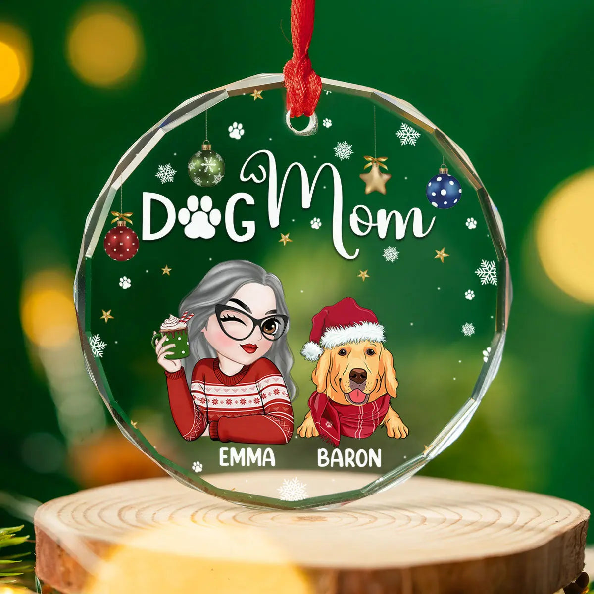 Personalized Glass Ornament – Custom Clear Hanging Decoration Gift EPR
