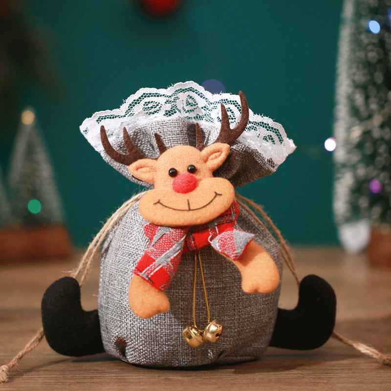 Christmas Apple Gift Bag – Linen Candy Bag for Holiday Gifts & Parties