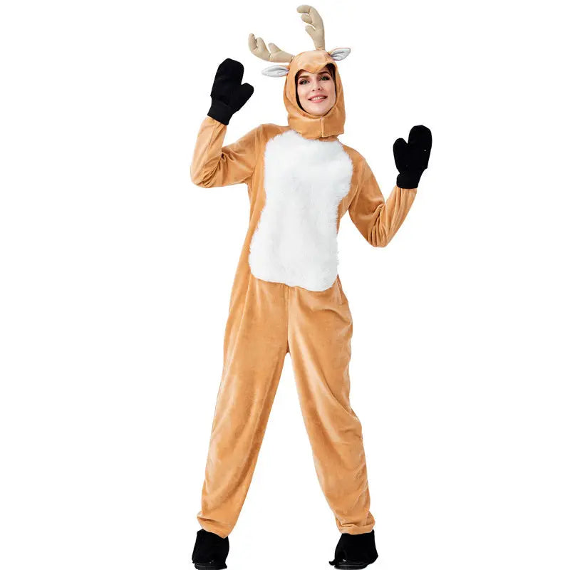 Women’s Christmas Reindeer Costume – Elk Onesie Holiday Party Outfit EPR