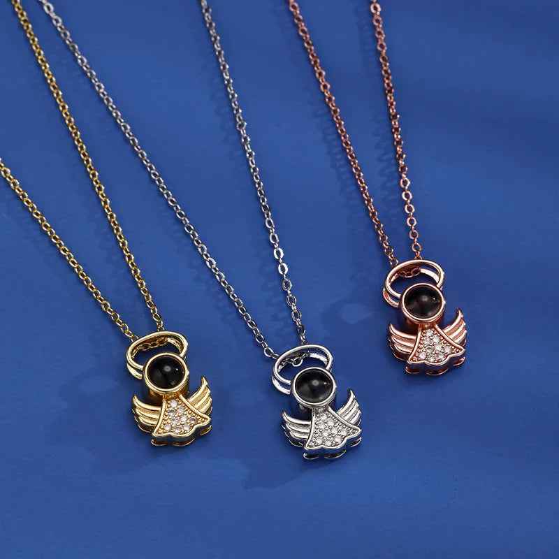 Little Angel “I Love You” in 100 Languages Projection Necklace – Romantic Angel Pendant Gift for Her