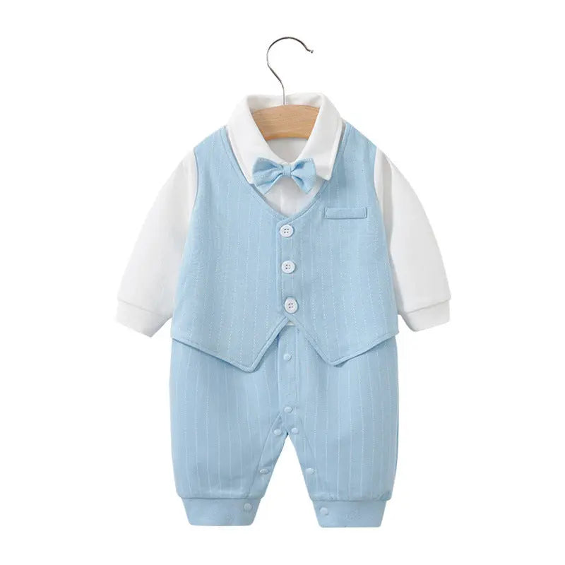 Baby Boy Cotton Romper – Long Sleeve British Style Newborn Crawling Suit (0–12 Months) EPR