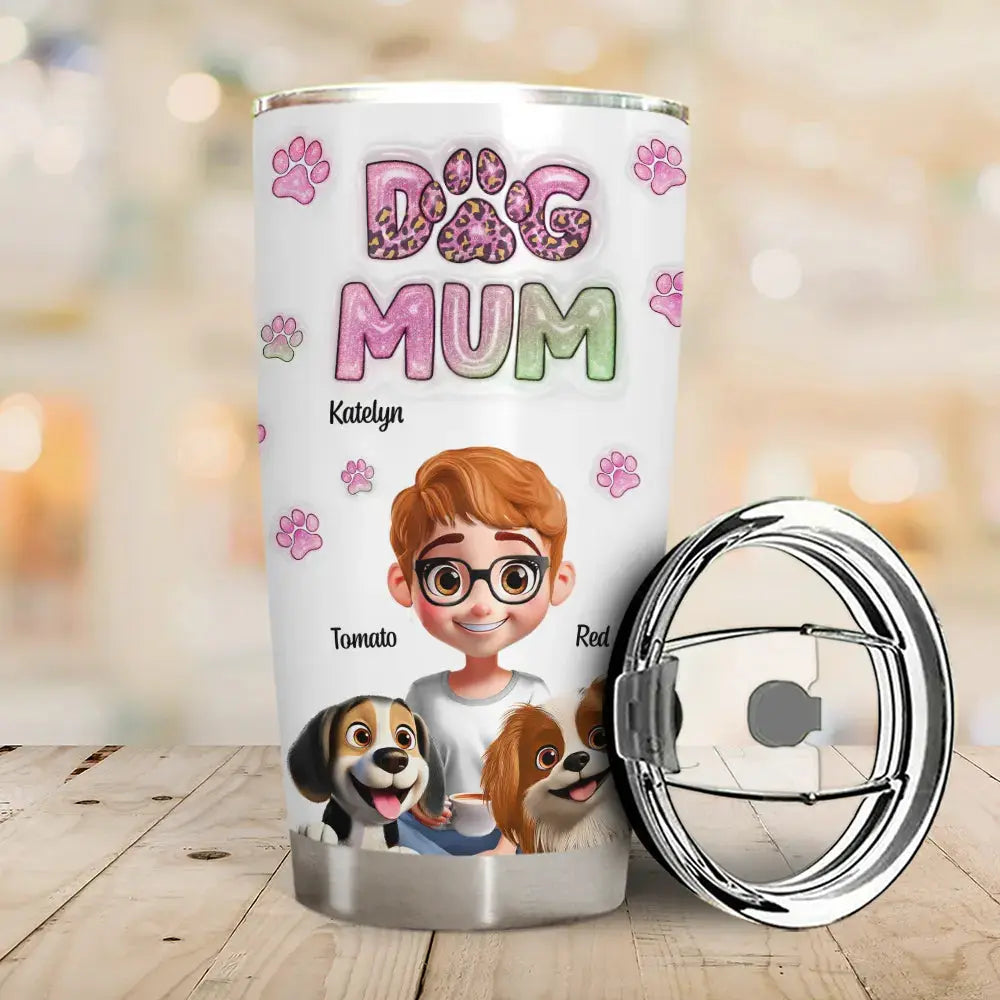 Personalized Dog Mom Tumbler 20oz – Stainless Steel Insulated Travel Mug Gift EPR