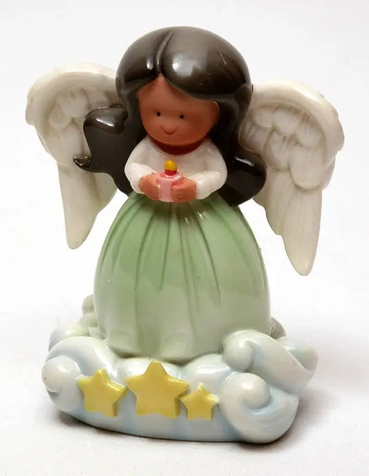 CloudWorks Little Angels “Little Peace” Figurine – Hispanic Angel Statue | Polished Stone Resin Gift (3.5") IWGAC