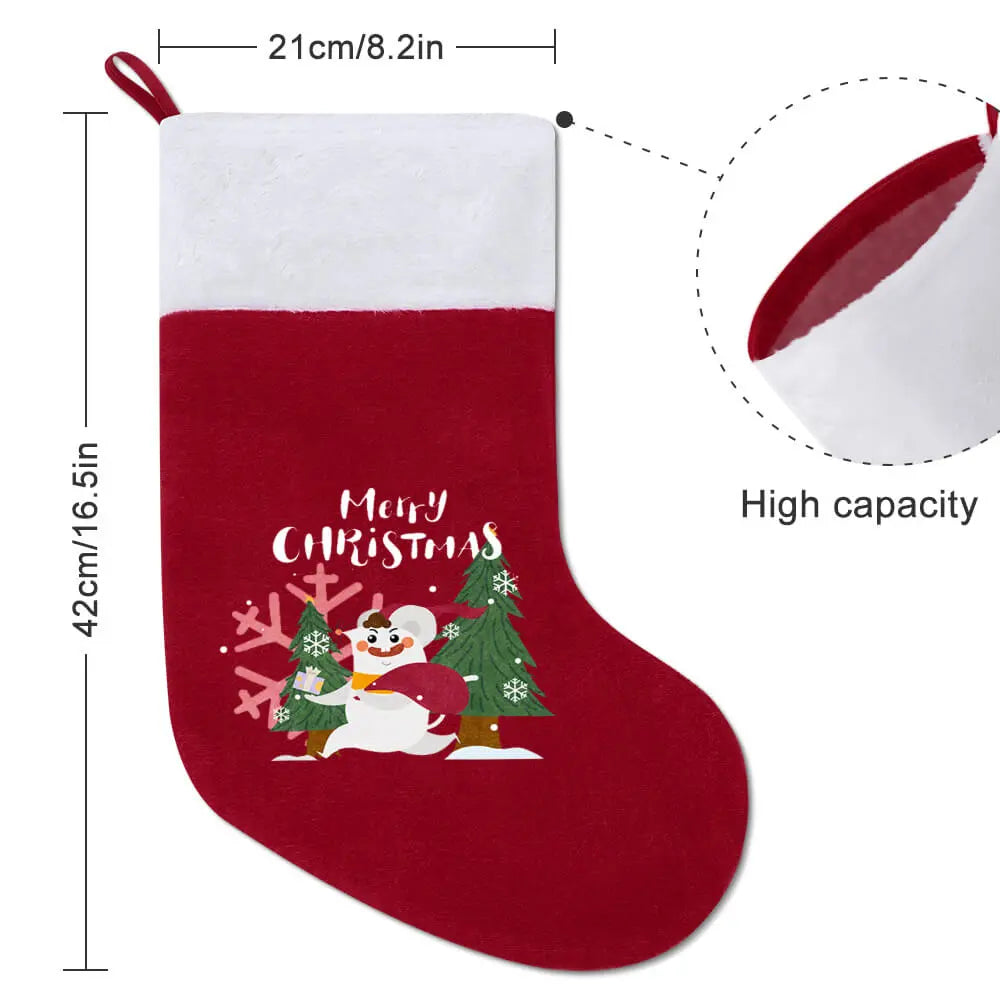 Christmas Stocking Sock – Red Plush Holiday Hanging Gift Bag Decoration EPR