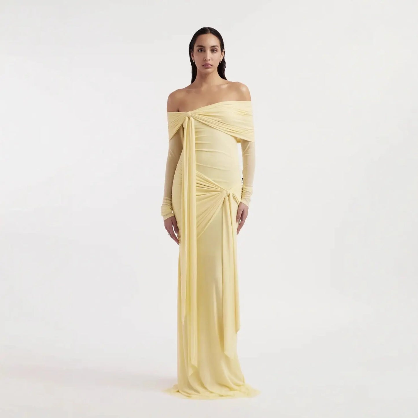 Women’s One-Shoulder Knit Maxi Dress – Elegant Fitted High Waist Long Sleeve Dress | Evening & Party Bodycon Gown