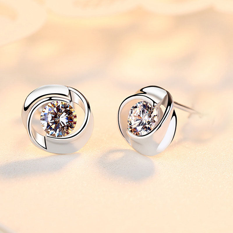 S925 Sterling Silver Rose Stud Earrings – Minimalist Petal Flower Earrings | Free Shipping