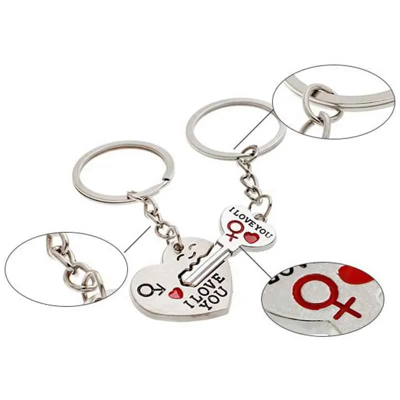 Couple “I Love You” Heart Keychains – Matching Lovers Key Ring Set (2PCS)