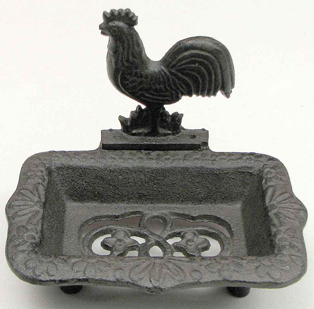 Cast Iron Rooster Soap Dish – Farmhouse Bathroom & Kitchen Sink Organizer