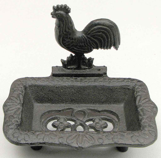 Cast Iron Rooster Soap Dish – Farmhouse Bathroom & Kitchen Sink Organizer