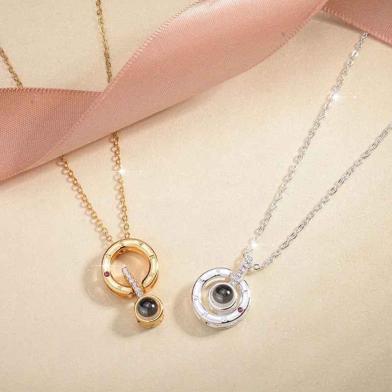 “I Love You” in 100 Languages Projection Necklace – Romantic Memory Pendant for Her