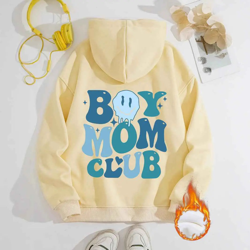 Boy Mom Club Hoodie – Women’s Oversized Streetwear Pullover with Pocket