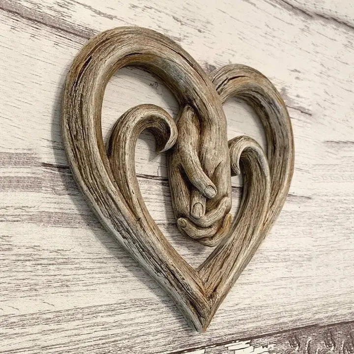 Handshake Wooden Wall Art – Engraved Decorative Wood Craft Home Décor EPR