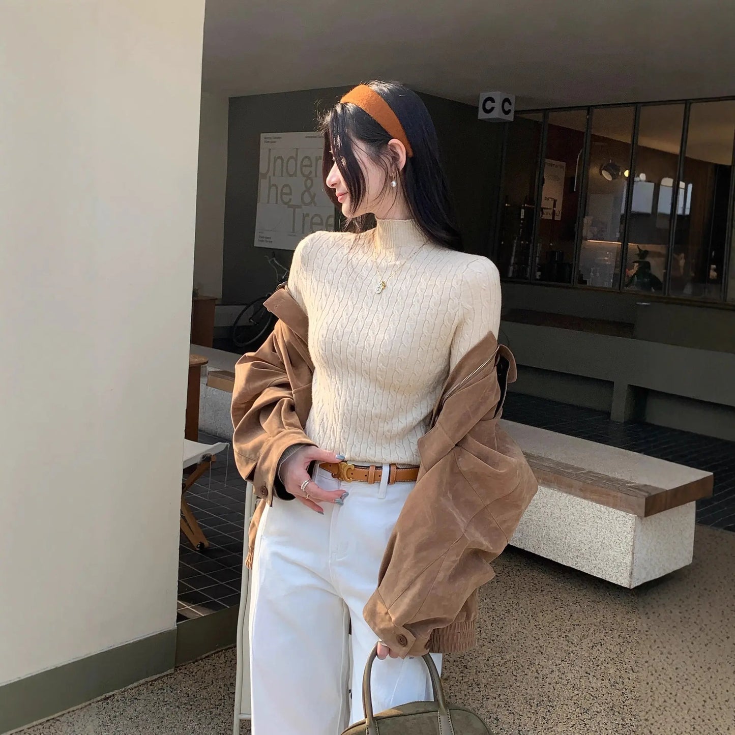 Women’s Slim Fit Half Turtleneck Knit Top – Long Sleeve Pullover Sweater EPR