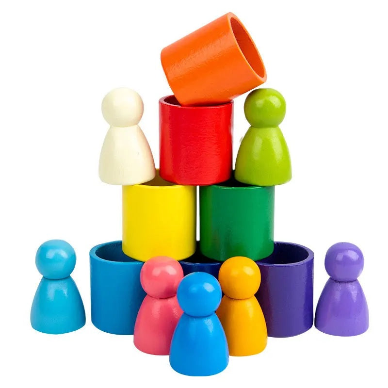 Montessori Rainbow Wooden Building Blocks | Creative Educational Stacking Toys - EverCharm Gifts