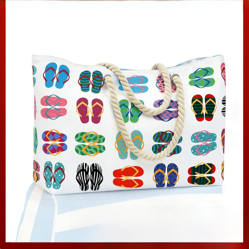 Rainbow Stripe Beach Bag - Large Capacity Beach Bag | Free Shipping