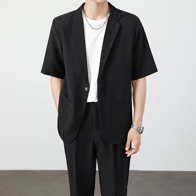 Men's Ice Silk Casual Suit Set | Lightweight Summer Suit 3-Piece Outfit - EverCharm Gifts