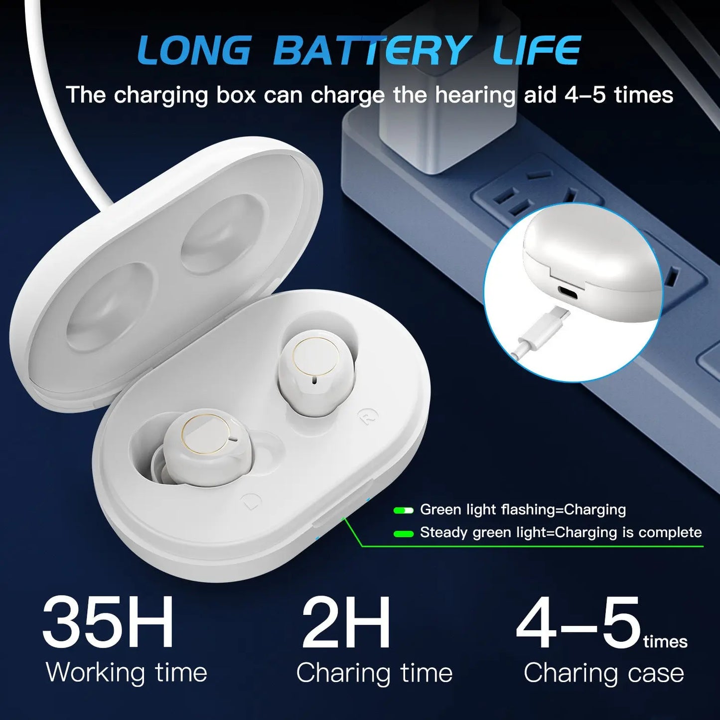Wireless Hearing Aid with Magnetic Charging Invisible In-Ear Sound Amplifier TED