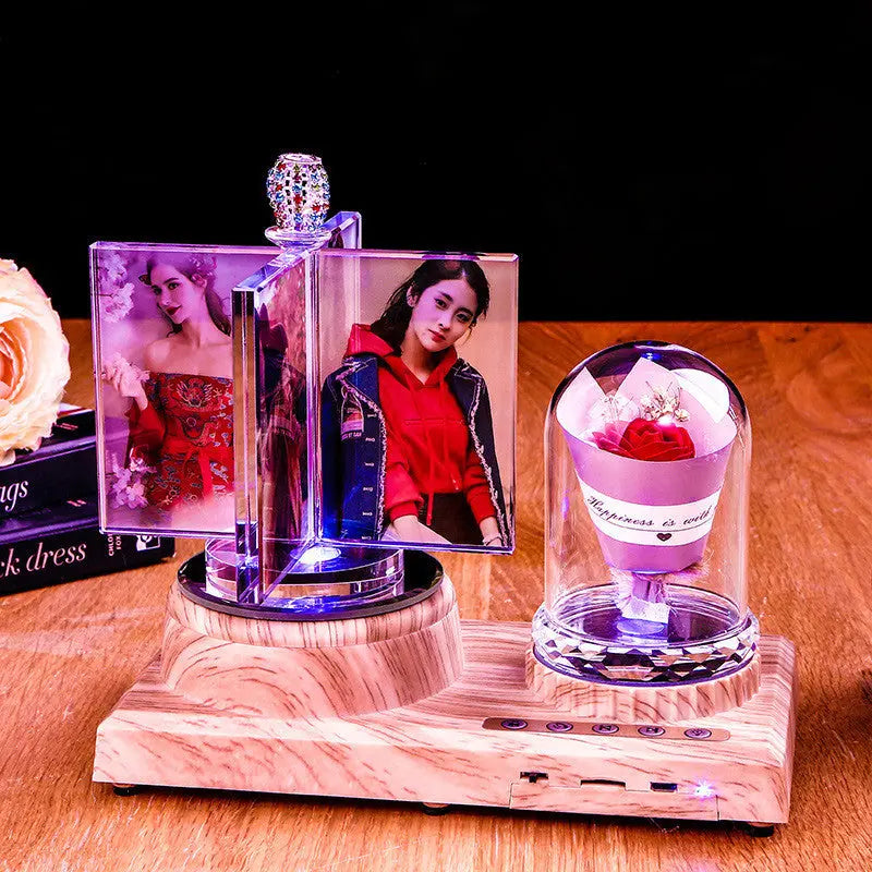 Rotating Crystal Music Lamp Gift Set – Romantic LED Photo Album & Rose Gift CJ