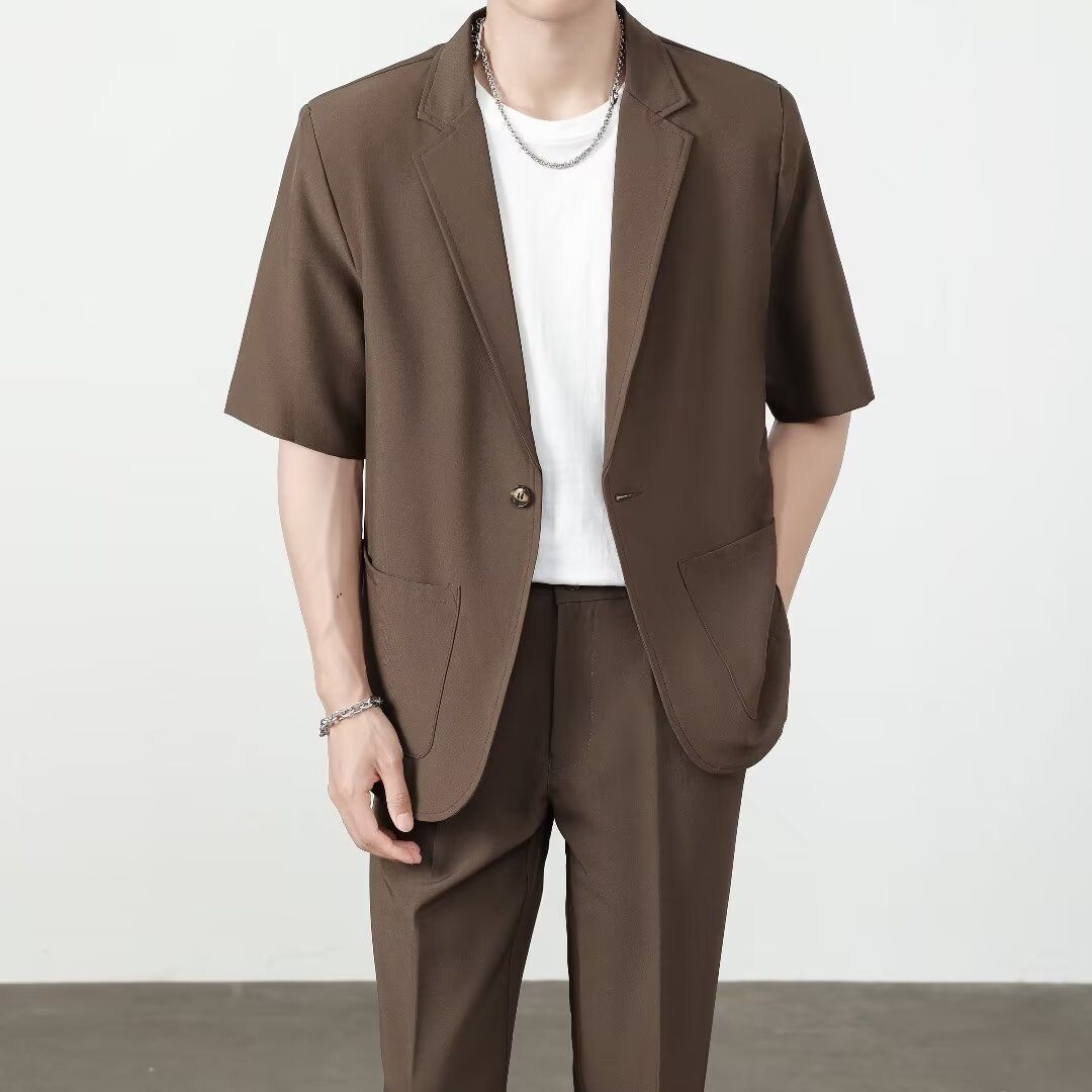 Men's Ice Silk Casual Suit Set | Lightweight Summer Suit 3-Piece Outfit - EverCharm Gifts