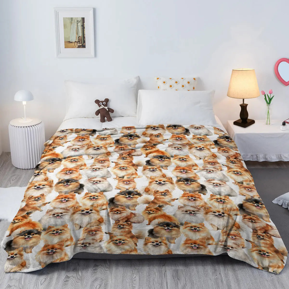 Pomeranian Dog Blanket – Soft Flannel Throw Gift for Dog Lovers (60"×80") CJ