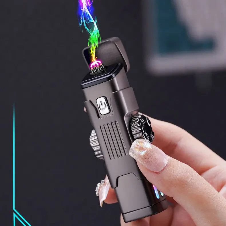LED Rechargeable Electric Lighter – Windproof USB Charging Plasma Lighter with Colorful Lights (Metal Design) CJ