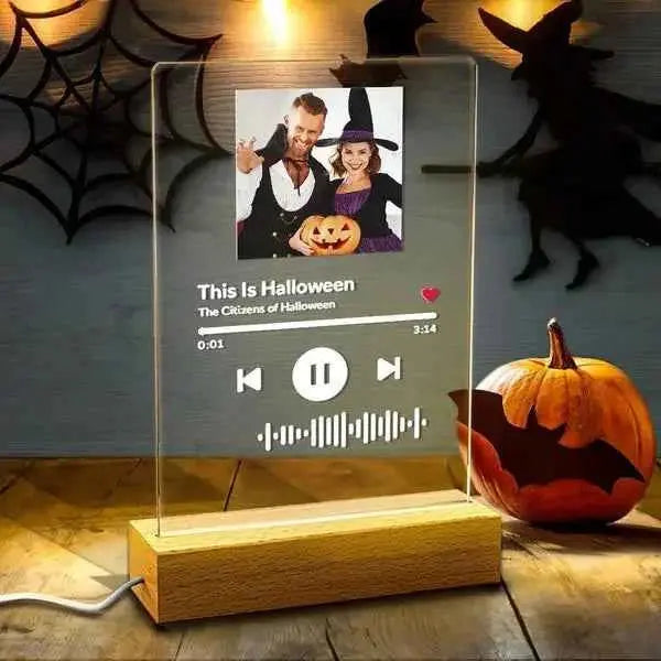Custom Spotify Code Night Light – Personalized Photo Music Plaque with LED Wooden Base