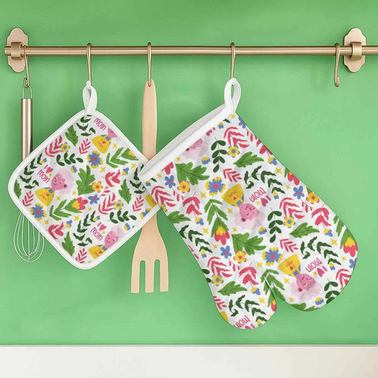 Mother’s Day Heat-Resistant Kitchen Gloves & Pad Set