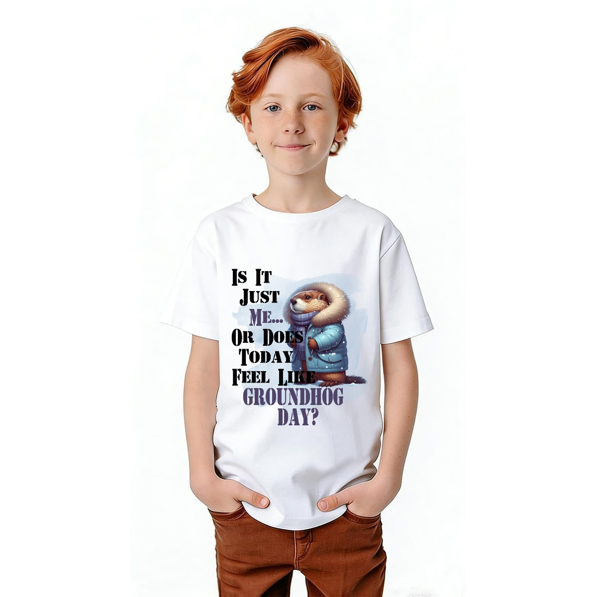Kids Groundhog Day T-Shirt – Funny Youth Graphic Tee | Custom Gildan 5000B Holiday Shirt Yoycol