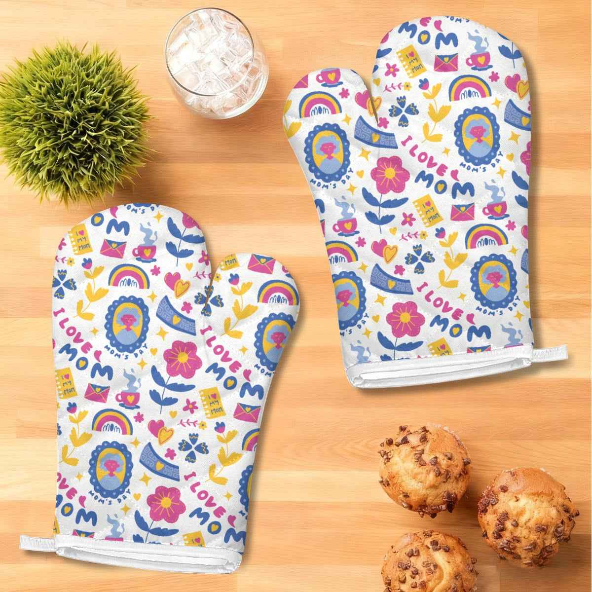 Mother’s Day Heat-Resistant Kitchen Gloves & Pad Set
